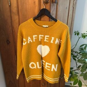 Le Lis Mustard Yellow 'Caffeine Queen' Crewneck Sweater